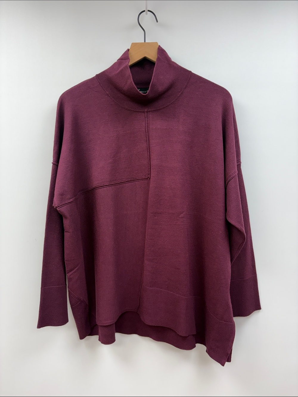 NWT Metric Knits Funnel Neck Boxy Knit Pullover Sweater Burgundy XL
